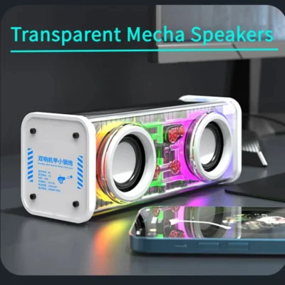 V8 Transparent Mecha Speakers  Mini Party Loudspeaker