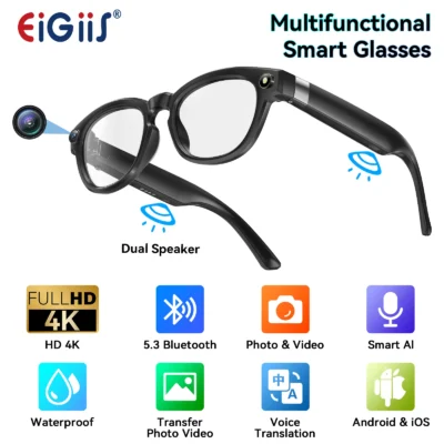 EIGIIS AI Smart Glasses Bluetooth AI Voice Waterproof